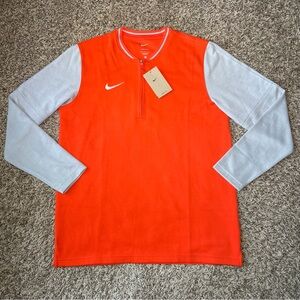 Nike Football Coaches 1/2 Zip Long Sleeve Mens Size Medium Orange Gray Dri Fit